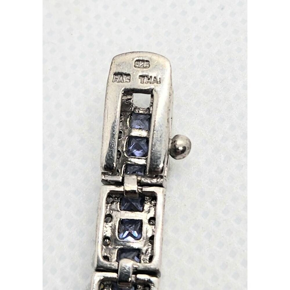 925 STERLING SILVER TANZANITE & CZ BRACELET SIZE 7.5 IN - Picture 8 of 9